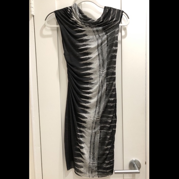 HELMUT LANG ASYMMETRIC JERSEY DRESS • size P - Picture 2 of 4